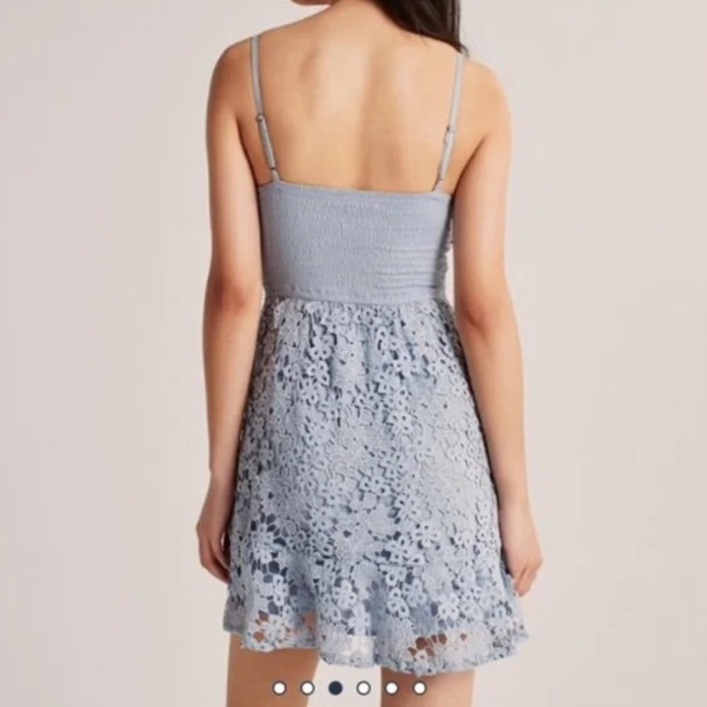 Abercrombie & Fitch Blue Wrap-Front Lace Dress NWT Size Medium - Picture 2 of 14